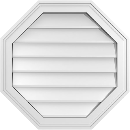 Ekena Millwork Octagonal Surface Mount PVC Gable Vent w/ 2"W x 1-1/2"P Brickmould Frame, 22"W x 22"H GVPOC22X2202SN